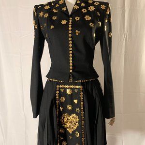 John Galliano - AW1997 Egyptian Collection Gold Button Heart Skirt Suit